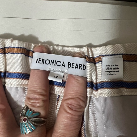 Veronica Beard Twill Grigore Striped Wide-Leg Pants Size 12 - Picture 10 of 16